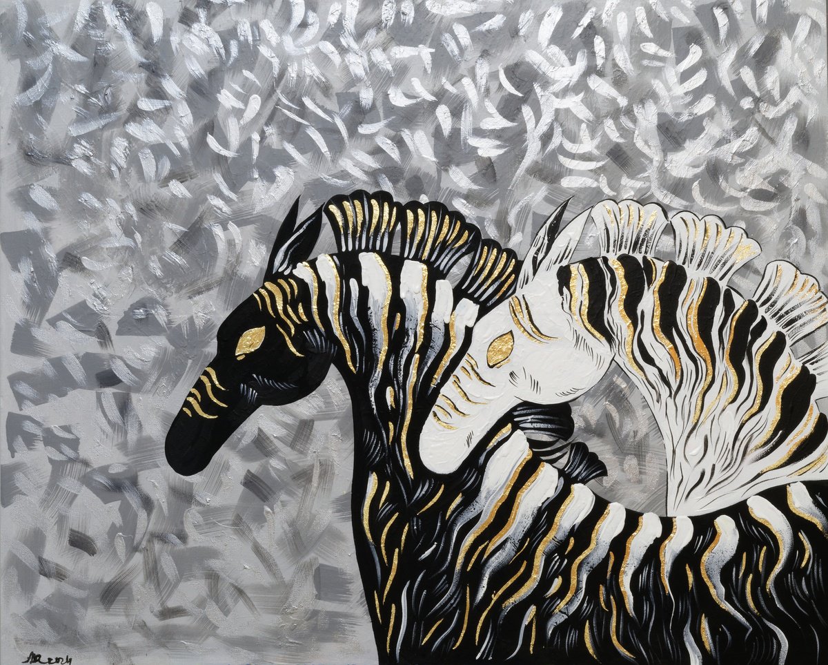 Two zebras. Horses by Anna Onikiienko