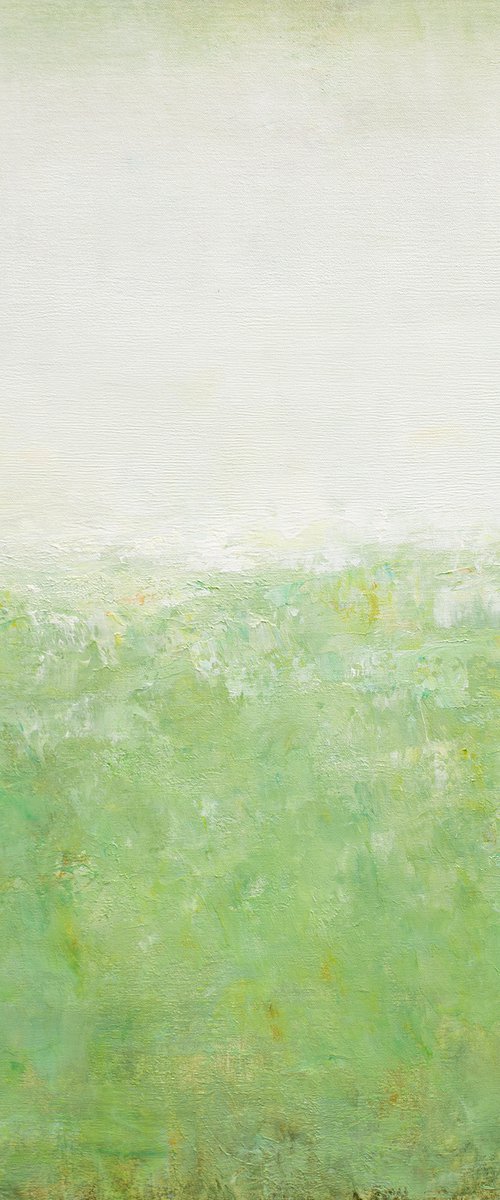 Green Light 220522, green and white abstract color field painting. by Don Bishop