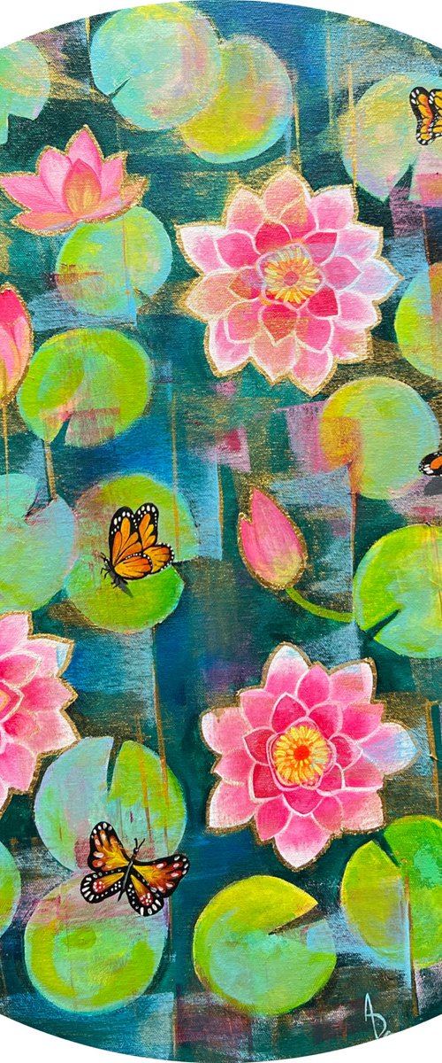 Water Lilies and Butterflies by Amita Dand