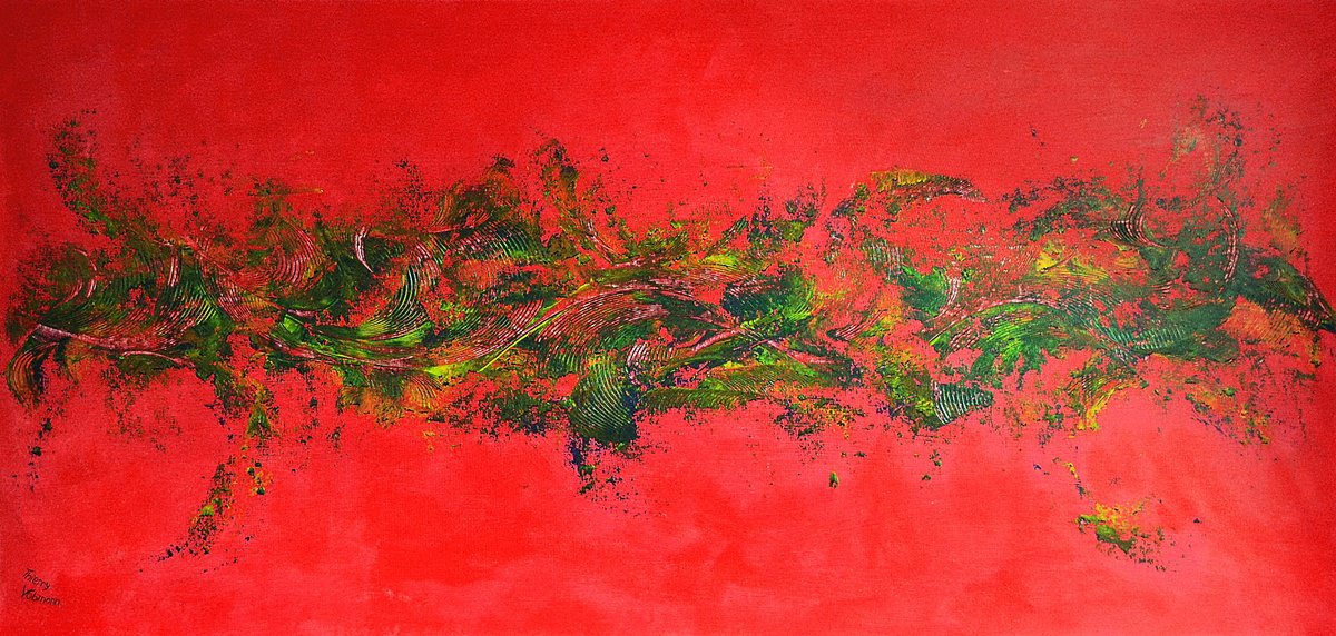 Abstract Acrylic Painting By Thierry Vobmann. Abstract ., 78 X 39", Rainforest, Original Artwork