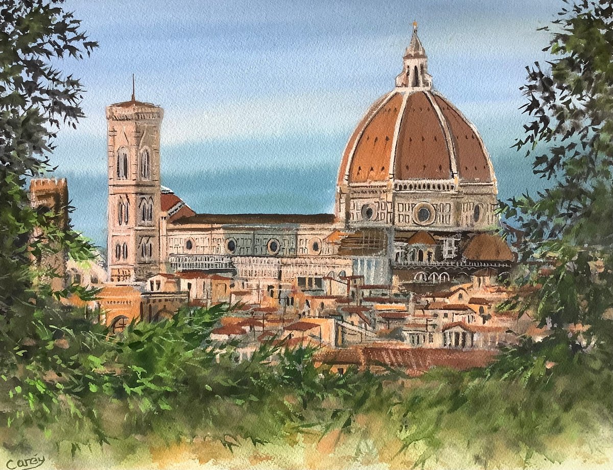 Impressionistic Cityscapes Watercolour By Darren Carey, 15 X 11, Florence, Original Artwork