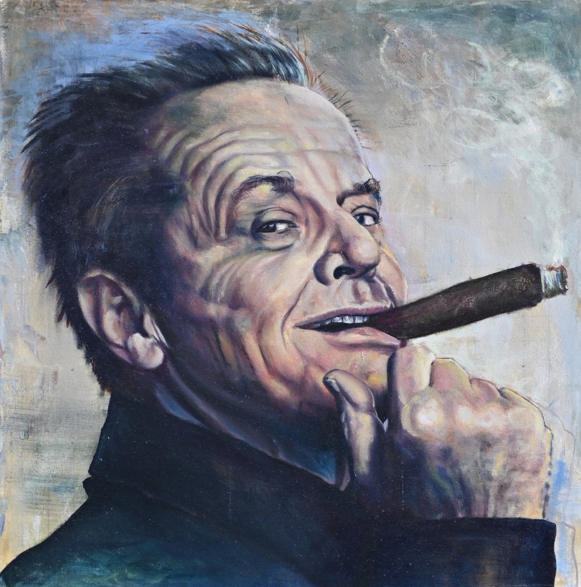 Photorealistic Portrait Oil Painting By Michael Juniper, 24 X 24", "Jack