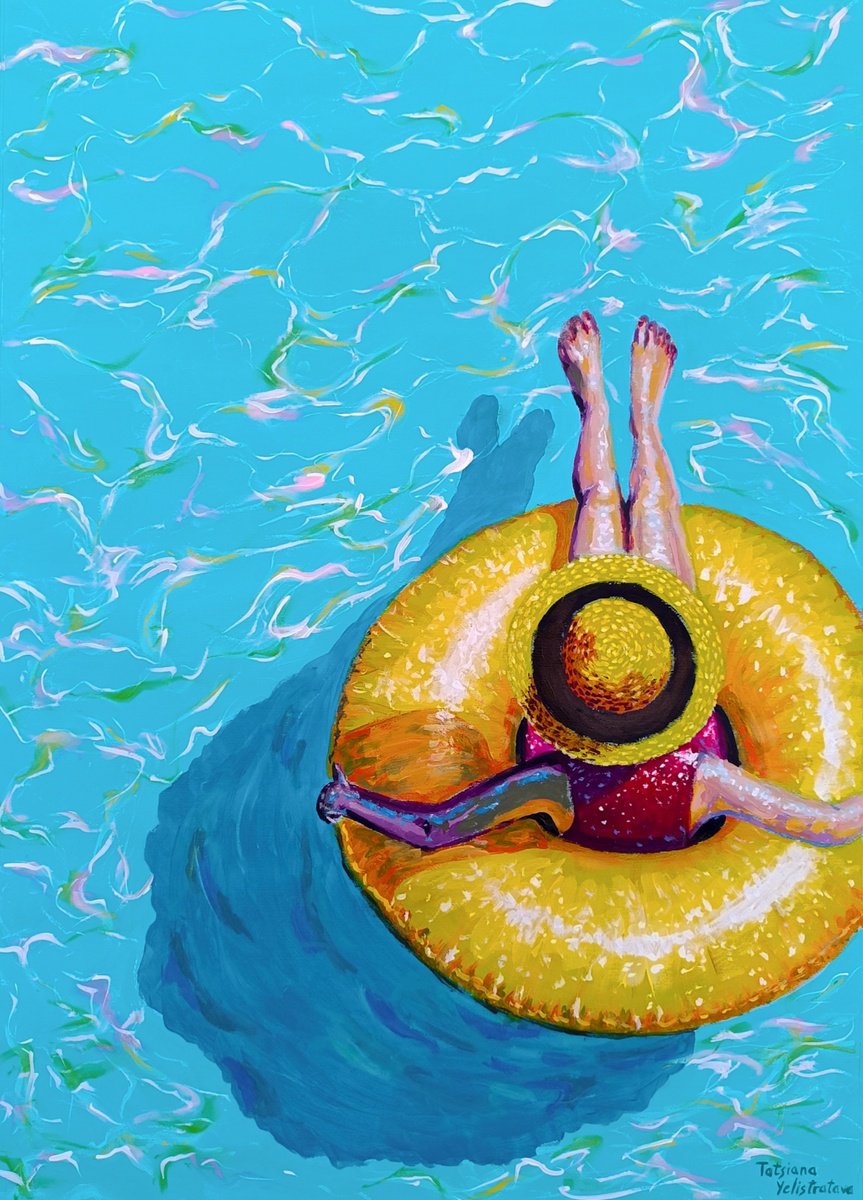Urban And Pop Acrylic Painting , The Quiet Float By Tatsiana Yelistratava, 20 X 28, Artwork For Sale On Artfinder