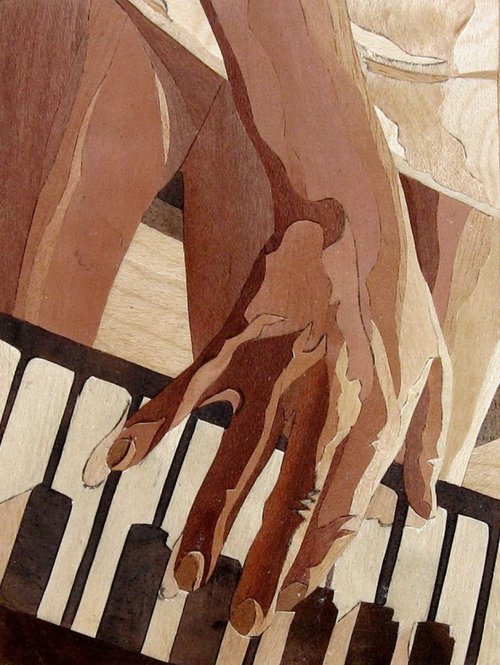Marquetry work - Eros in the fingers by Dušan Rakić