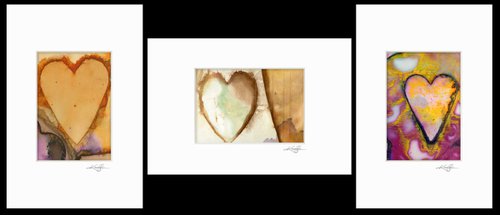Heart Collection 5 - 3 Small Matted paintings by Kathy Morton Stanion by Kathy Morton Stanion