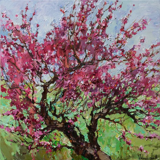 Flowering peach tree