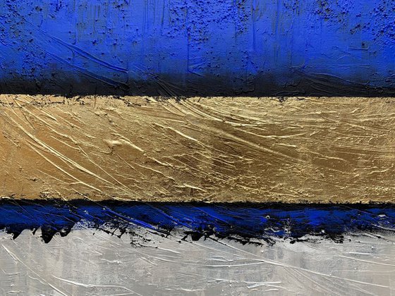 Out of the Blue - XL LARGE,  TEXTURED, GOLD LEAF ABSTRACT ART – EXPRESSIONS OF ENERGY AND LIGHT. READY TO HANG!