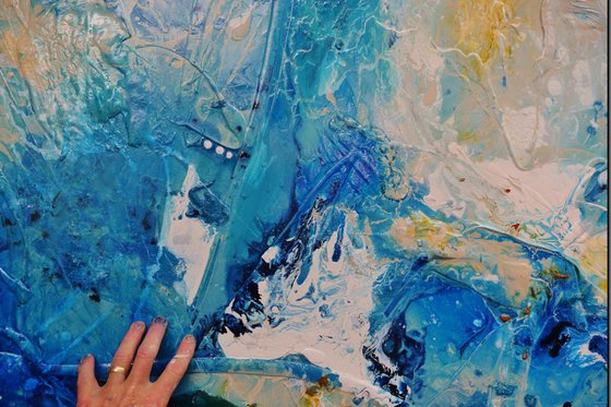 Aquarius 190cm x 100cm Blue Abstract Art