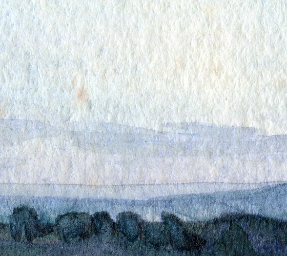 Mountain Dusk, Miniature Watercolour Painting