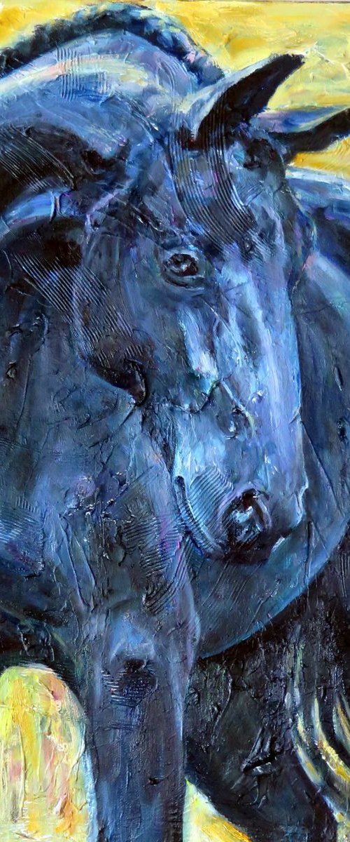 Blue Horse, Animal, Contemporary Art,2019 by QI Debrah