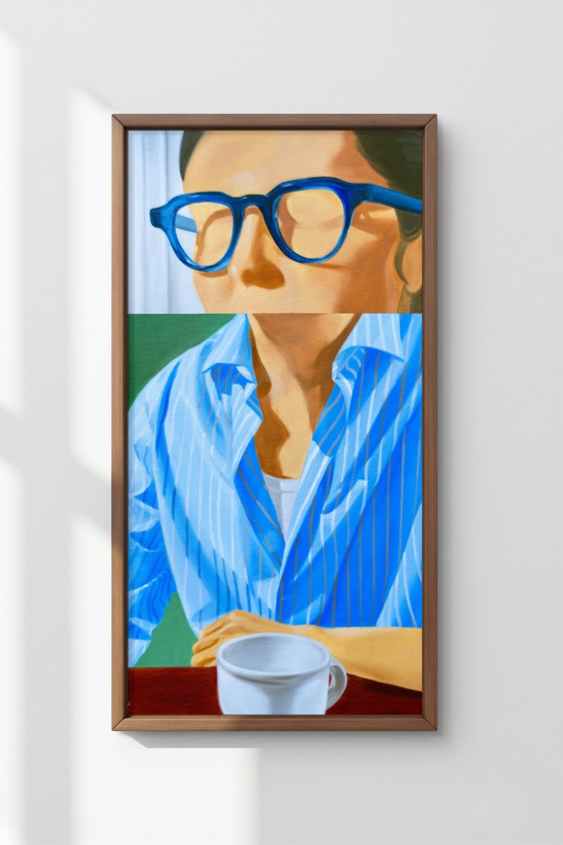 Photorealistic Portrait Oil Painting By Ara Youn, 16 X 31, The Conversation, Original Artwork