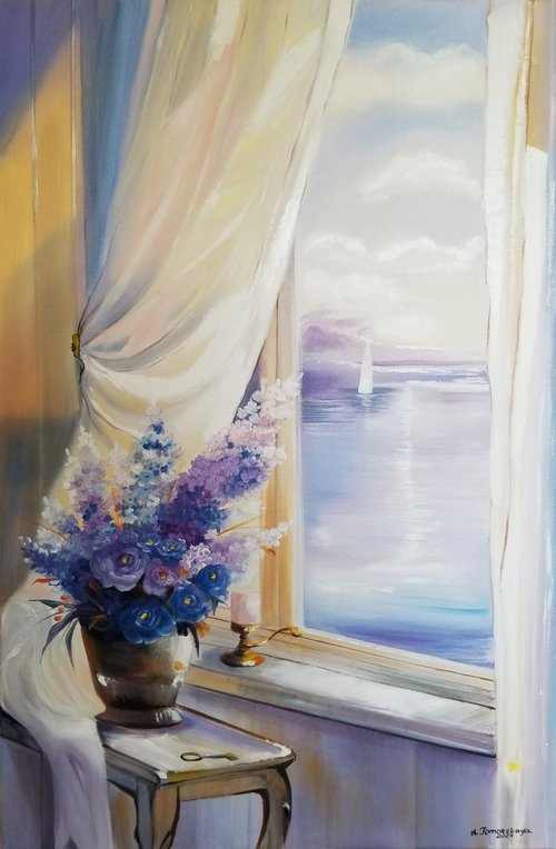 View from the Window. Mother's Day Gift. Spectacular Oil Painting on Canvas. by Alexandra Tomorskaya/Caramel Art Gallery