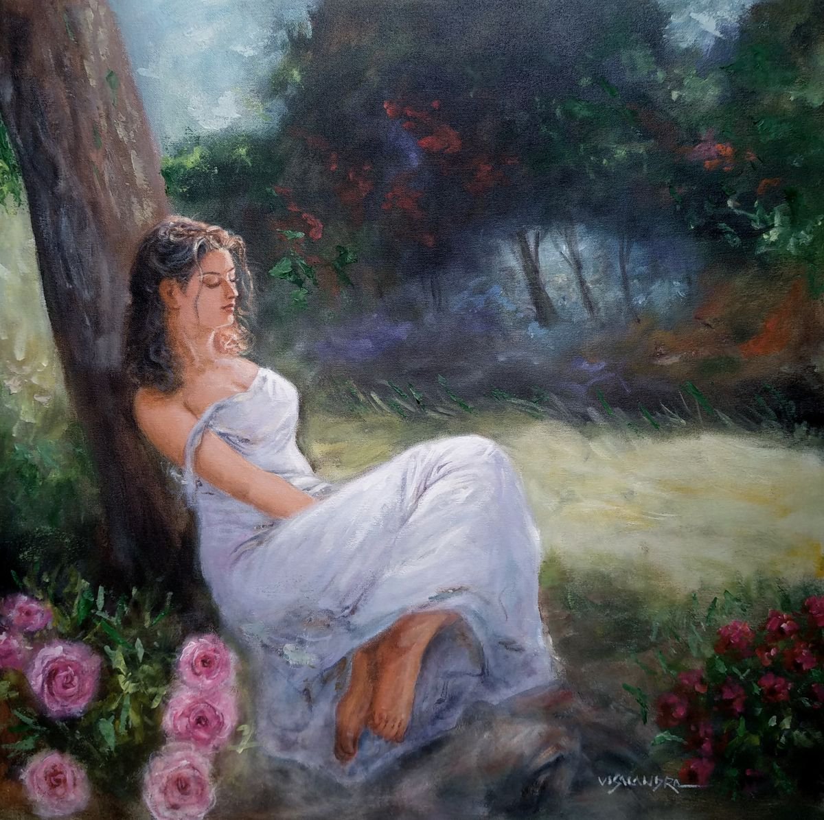 Girl in the garden by Vishalandra Dakur