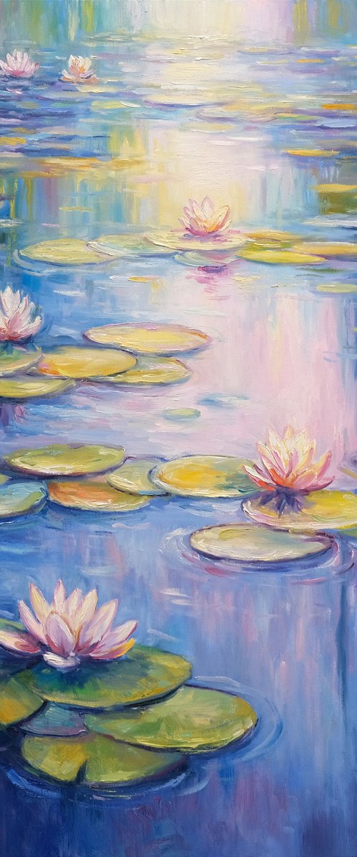 Morning on the Pond with Water Lilies by Behshad Arjomandi