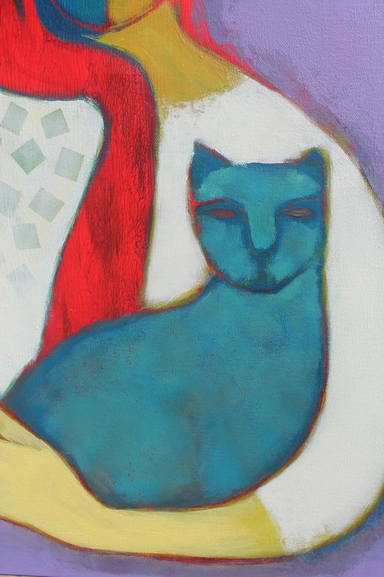 Portrait with a cat.