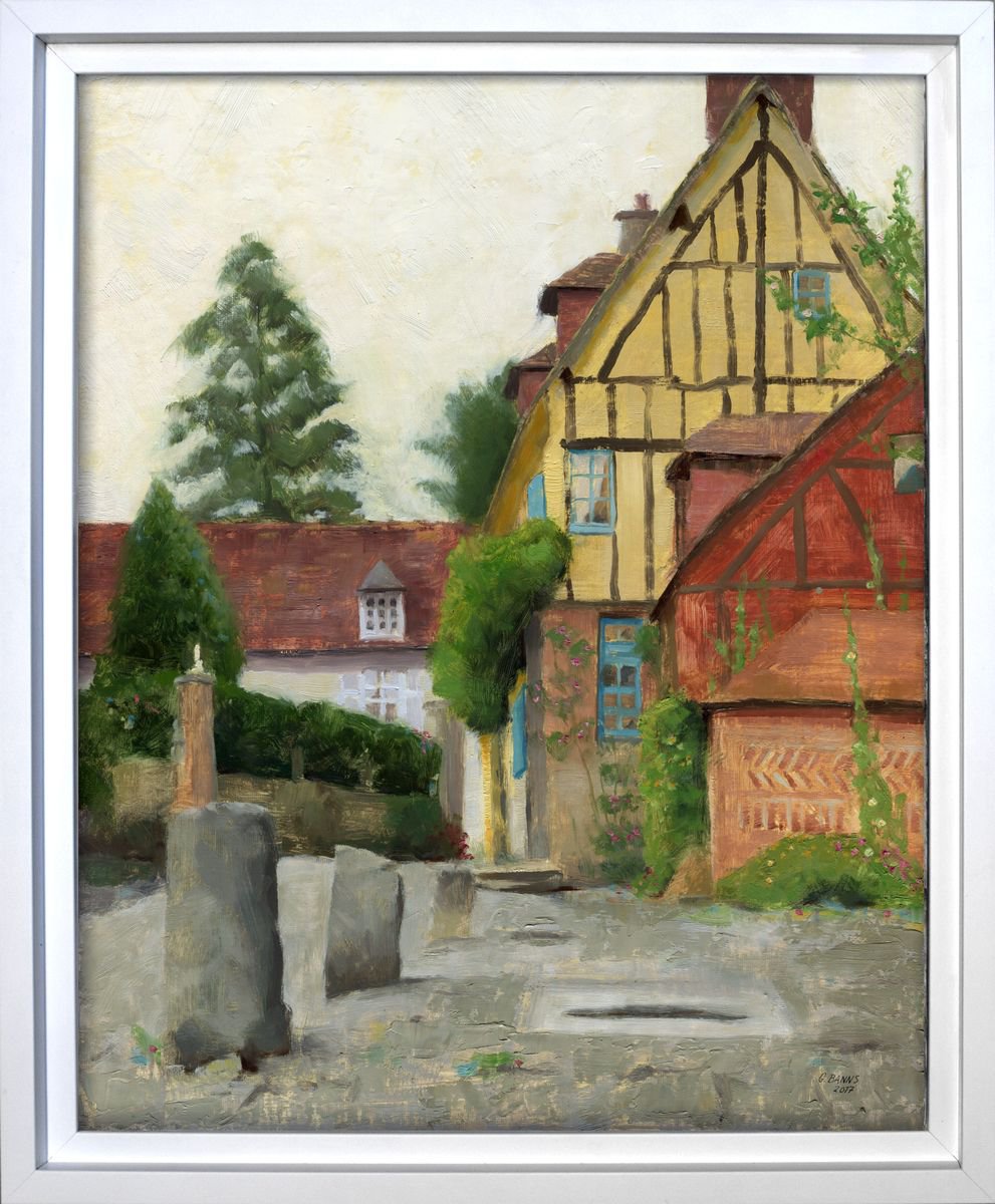 Old French village of Roses Gerberoy oil painting by Gav Banns