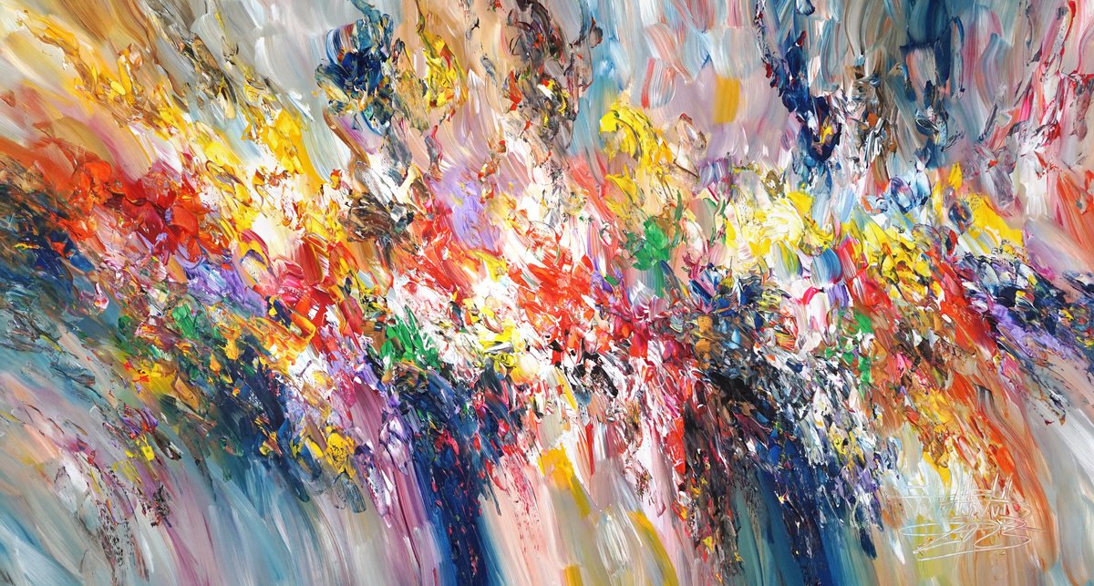 Abstract Acrylic Painting By Peter Nottrott, 61 X 33", Summer Adventure C 4, Original Artwork