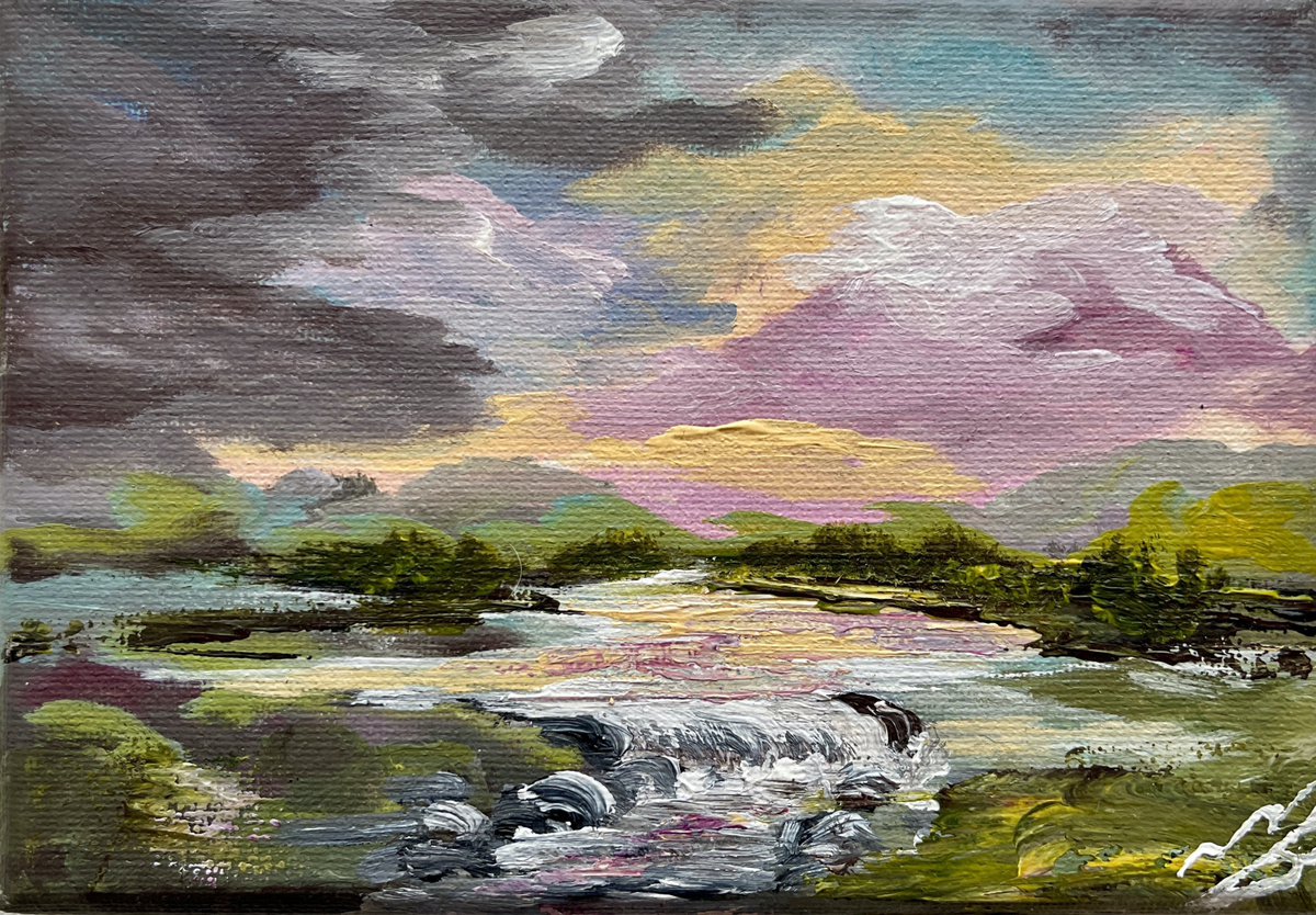 The River on a Mini Canvas by Marja Brown