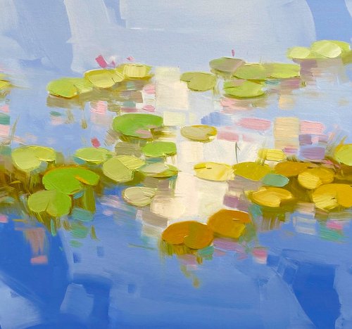 Lilies Pond, Original oil painting, Handmade artwork, One of a kind by Vahe Yeremyan