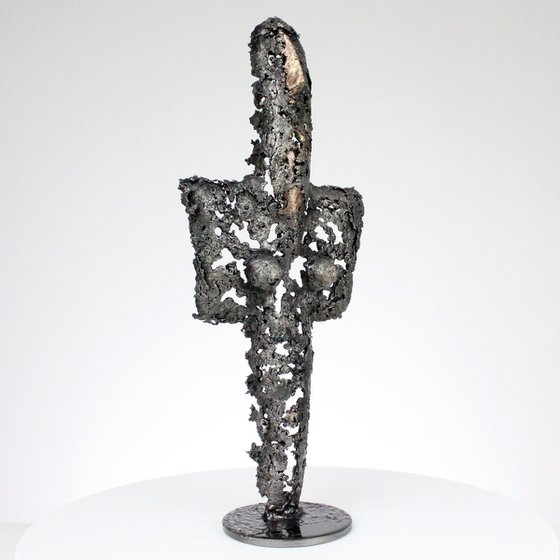 Idol CLXV - Metal sculpture bronze body and steel