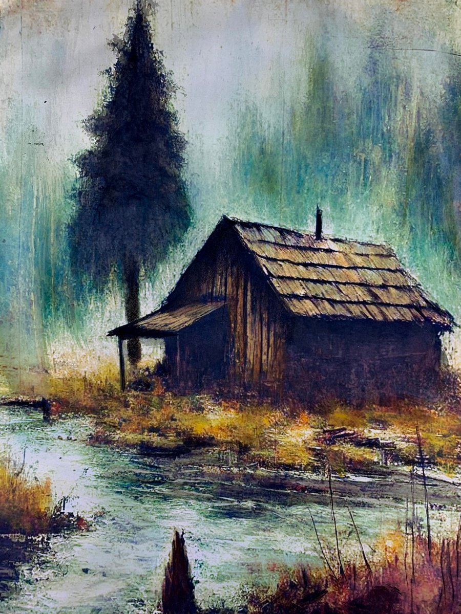 Impressionistic Landscape Painting By Sinisa Alujevic, 12 X 16", In The Mist, Original Artwork