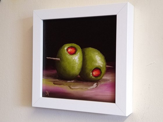 Two Olives  framed still life