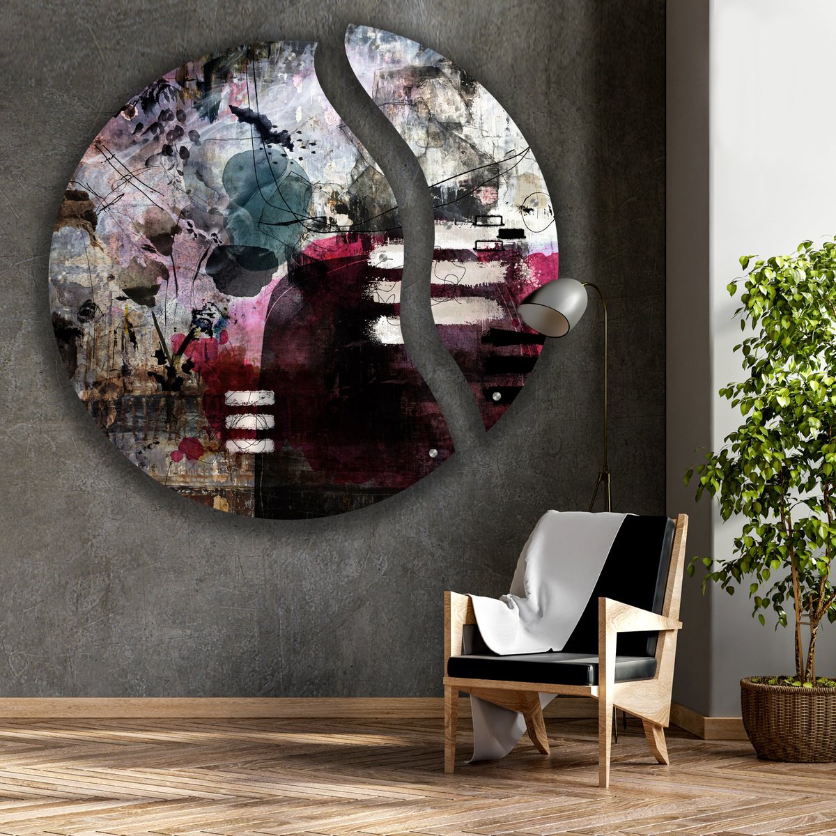 Abstract Print By Lynne Godina-Orme, 49 X 49", Stop And Take A Breath - Diptych, Original Artwork