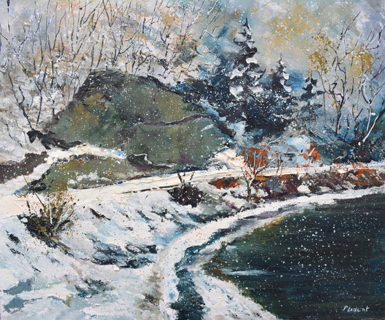 Snow on the river - 7623