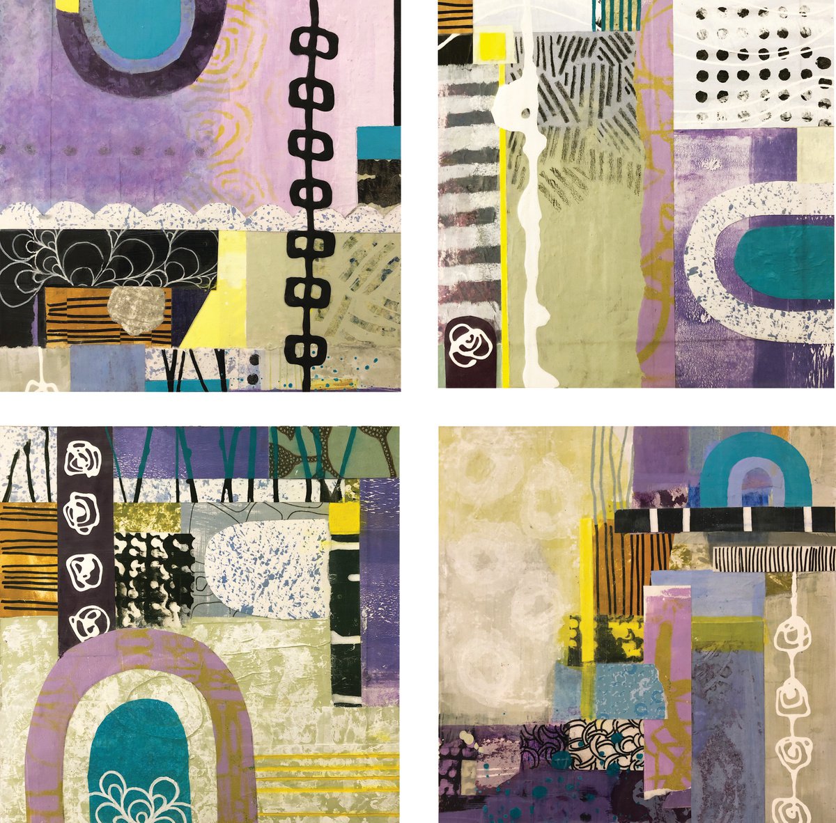 Abstract Collage By Kathy Ferguson, 22 X 22", Arches, Original Artwork