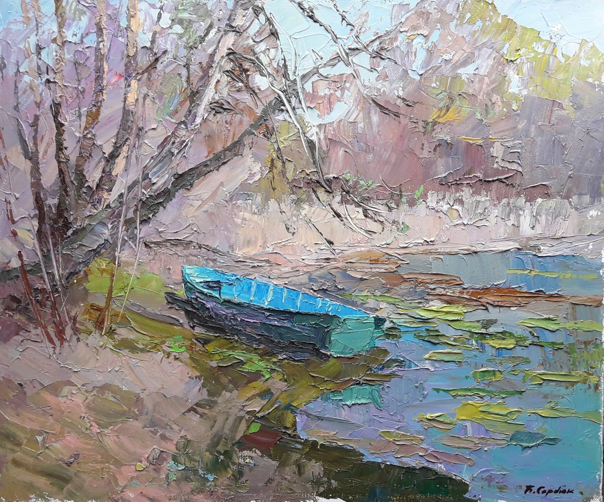 Blue Boat By Boris Serdyuk, 24 X 20, Artwork For Sale On Artfinder