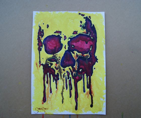 Melting Skull. Watercolour sketch on paper.