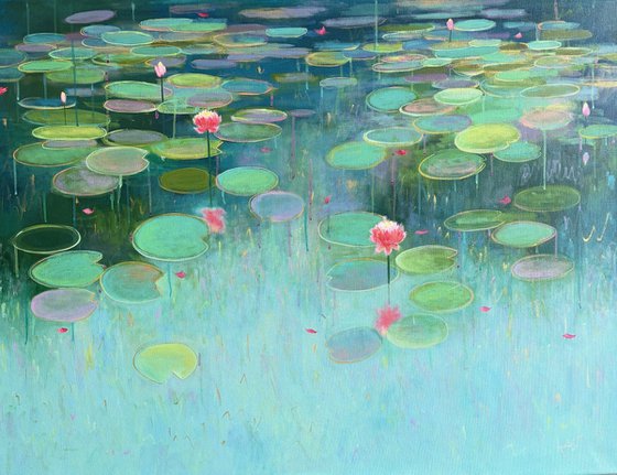 Blossoms in Teal