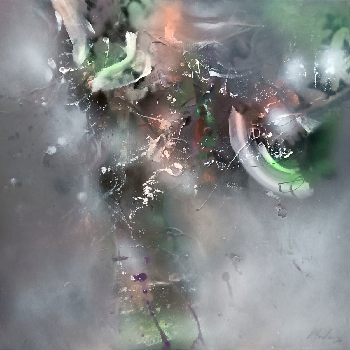 Organic Still Life Acrylic Painting By Kloska Ovidiu, 24 X 24", Imperfect Oneiric Still Life, Original Artwork