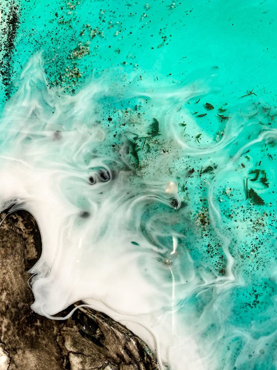 Ocean Resin Art on Wood