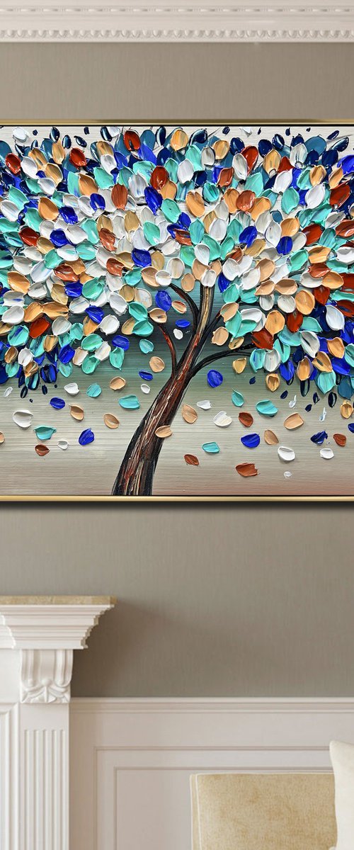 Indigo Teal Leaves by Lana Guise