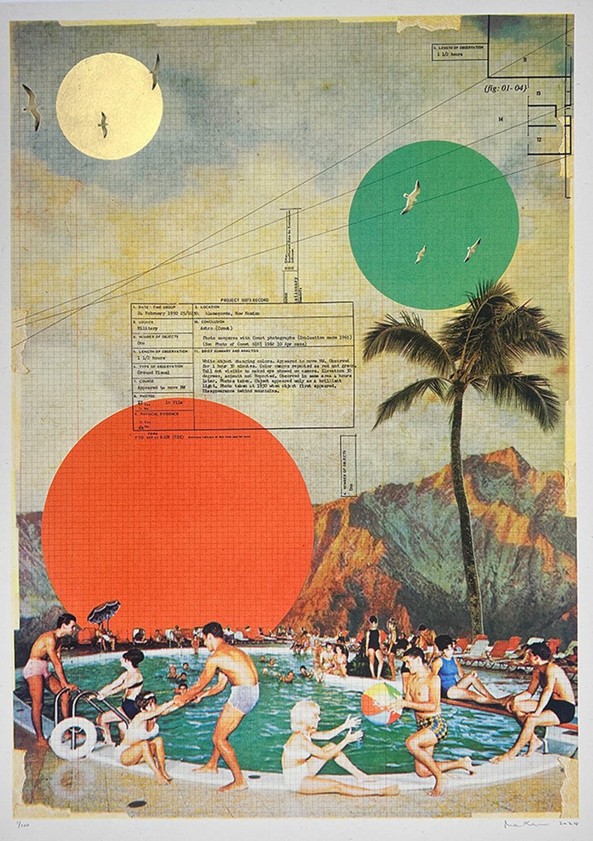 Photorealistic Portrait Screenprint By Maxine Gregson, 20 X 28", Pool Party, Original Artwork