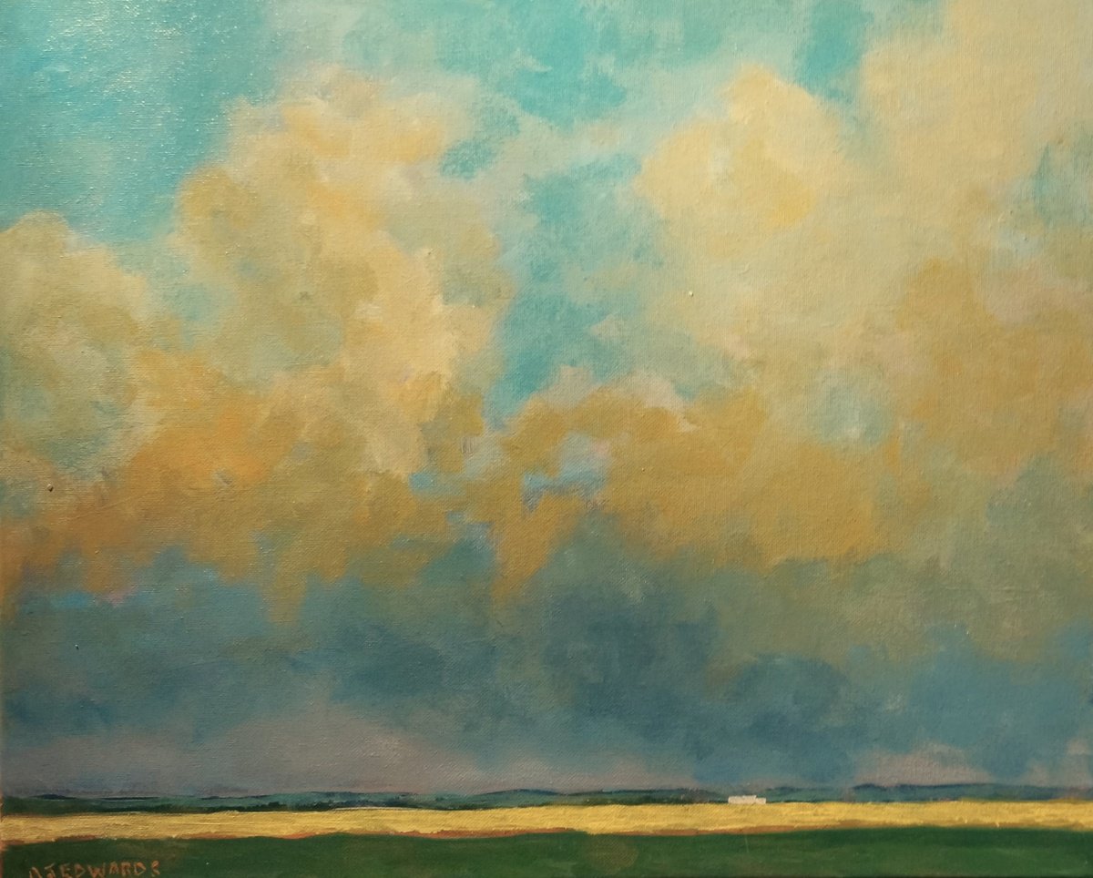 Impressionistic Landscape Acrylic Painting By David J Edwards, 20 X 16, Summer Storm, Original Artwork