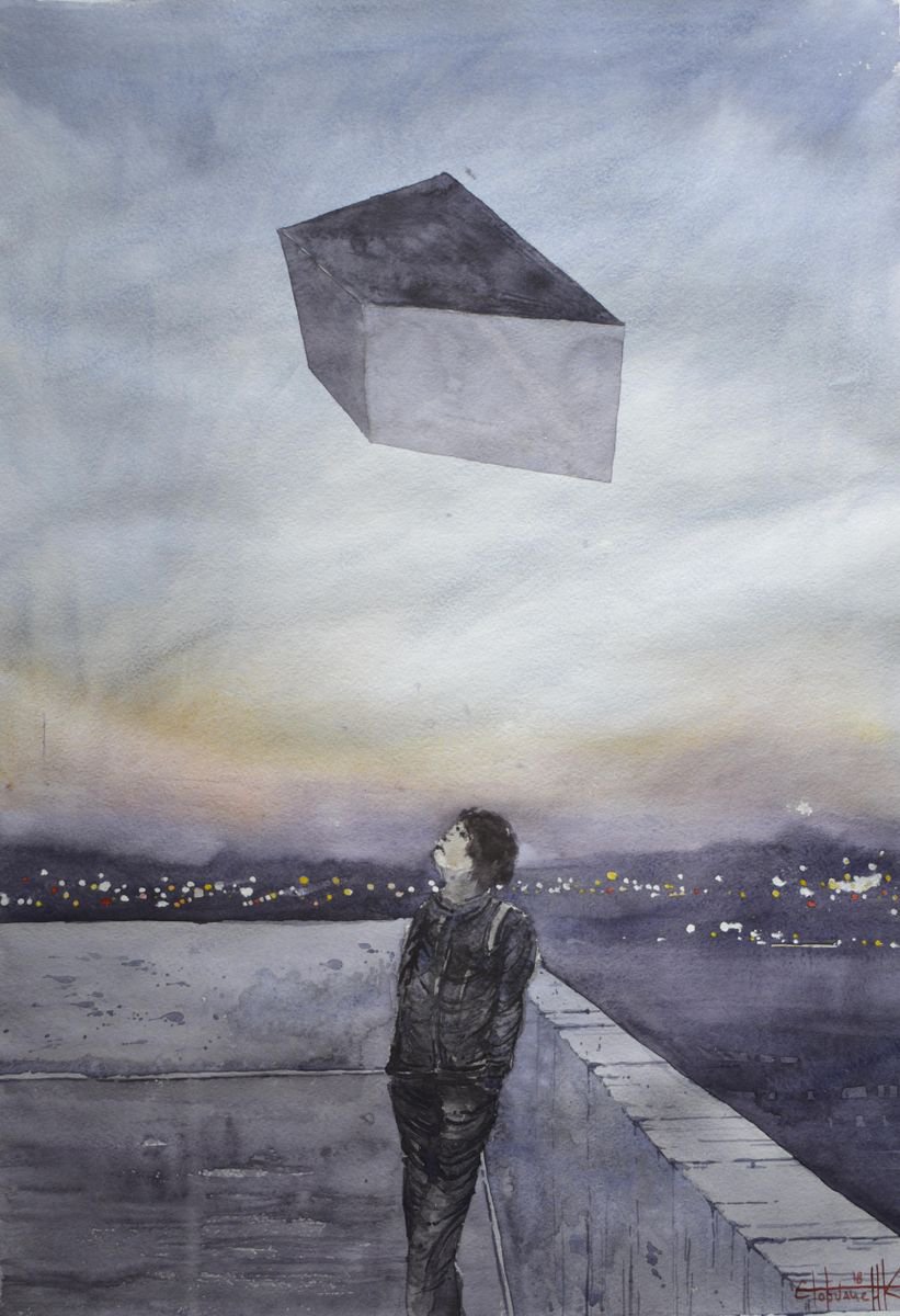 Photorealistic Cityscapes Watercolour By Eugene Gorbachenko, 17 X 24, Night City, Original Artwork