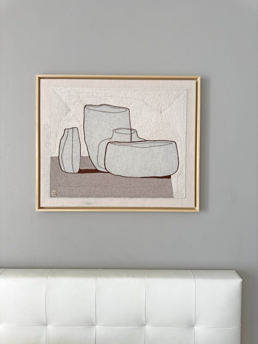 Geometric Still Life Relief By Milena Paladino, 30 X 25", Vase Composition Xvi