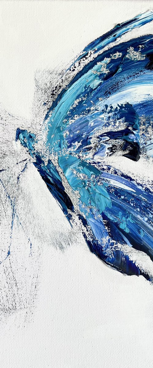 DISAPPEARING VIEW 3 - Monochrome butterfly. Small painting. Original miniart. by Marina Skromova