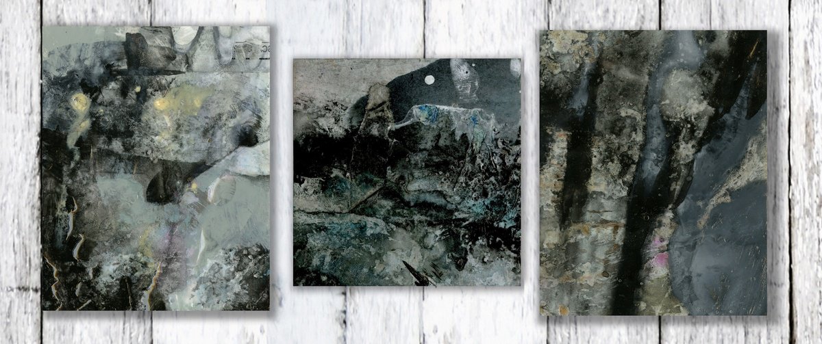 Abstract Painting By Kathy Morton Stanion, 12 X 5", Into The Mystic Col. 3, Original Artwork