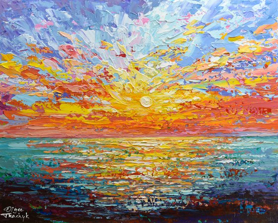 Sunset - Colorful Palette knife Painting on Canvas