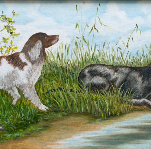 DUCK HUNTING by Vera Melnyk (Dog Painting, Gift, Wall Art, Animal Art) by Vera Melnyk