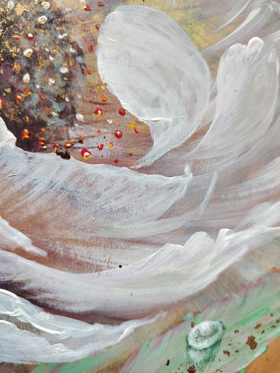 "Transparent Peony and Dewdrop" Original.