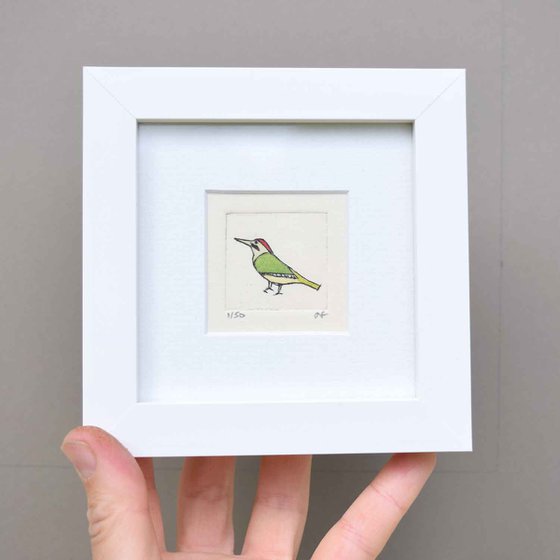 Mini framed green woodpecker