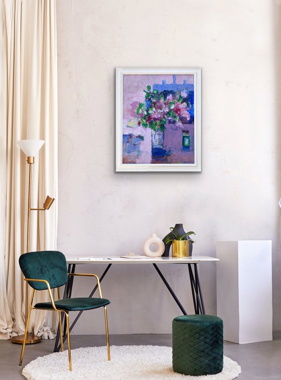 Flowers with Blue Pink