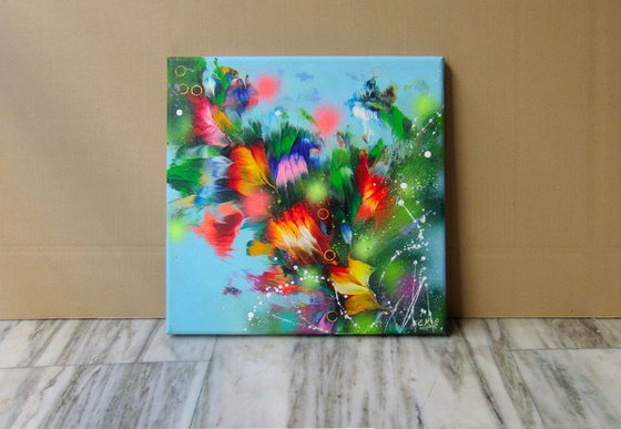 FLOWERS-4 /40 x 40 cm - (16 x 16”) Floral Abstract Painting