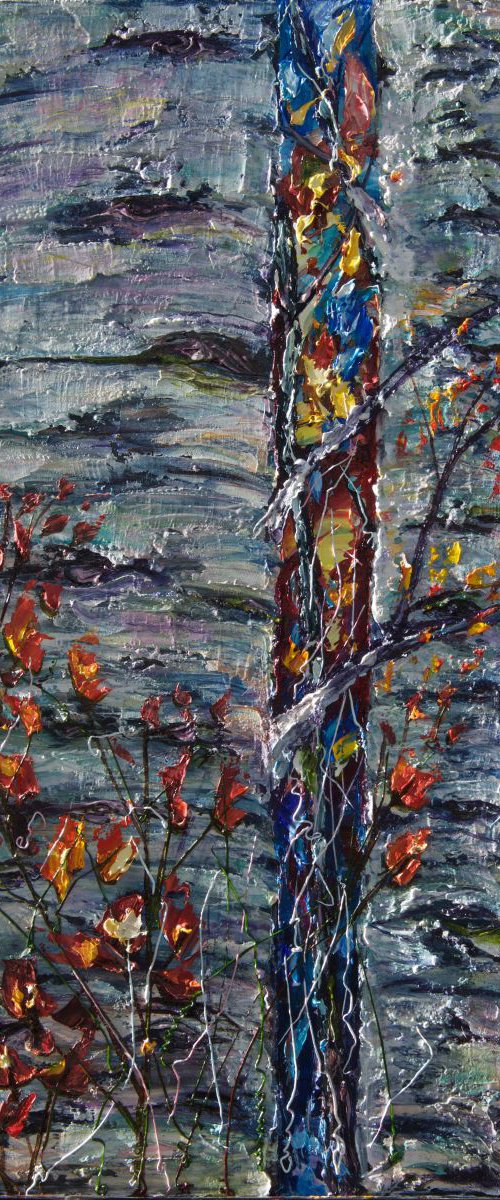 Aspen Trunks (PALETTE KNIFE) by Lena Owens at OLena Art