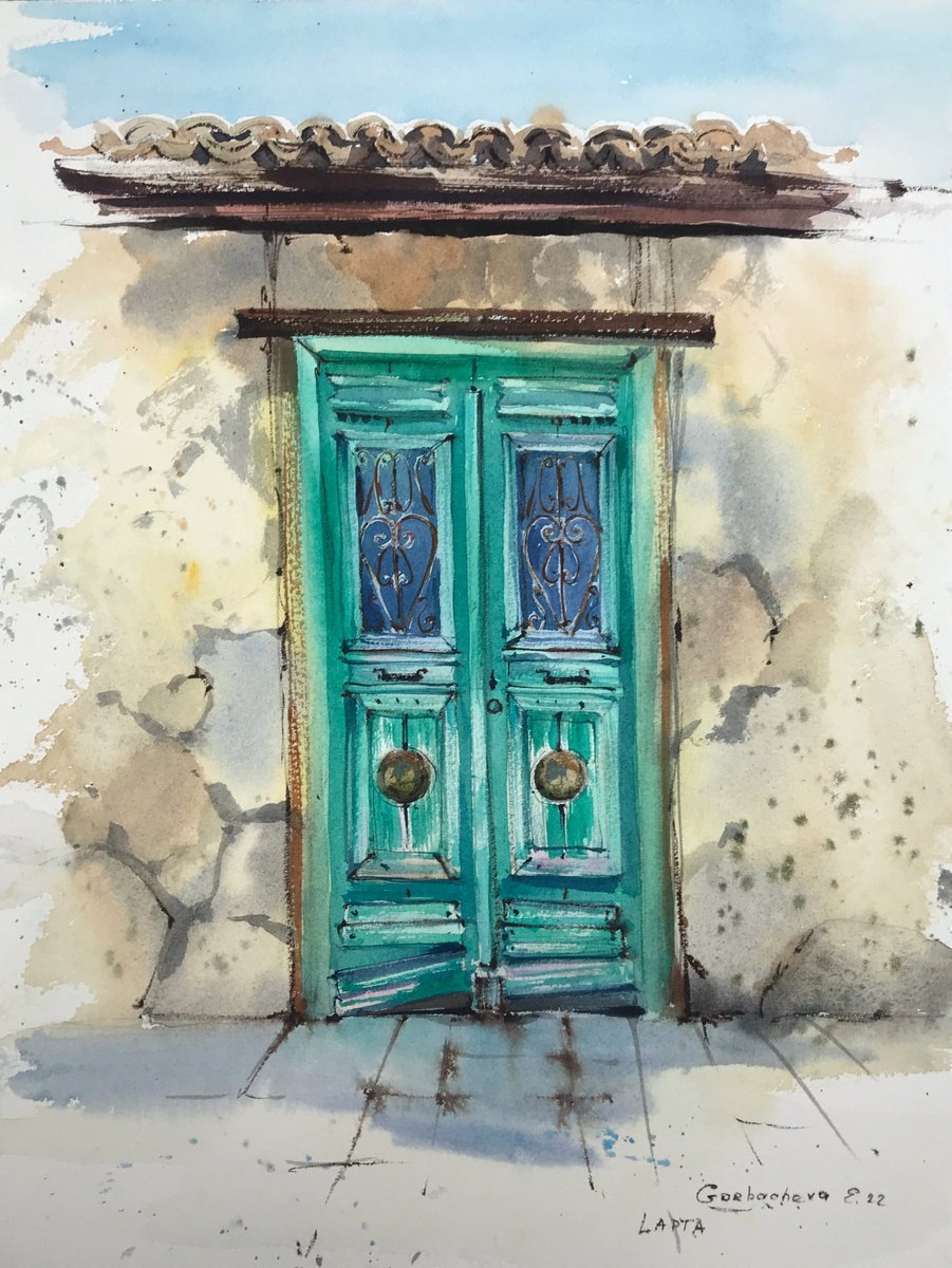 Greek village Door by Eugenia Gorbacheva