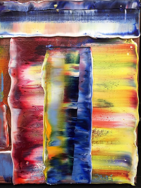 "Shutters" - SPECIAL PRICE - Original Highly Textured PMS Abstract Oil Painting On Canvas - 16" x 20"